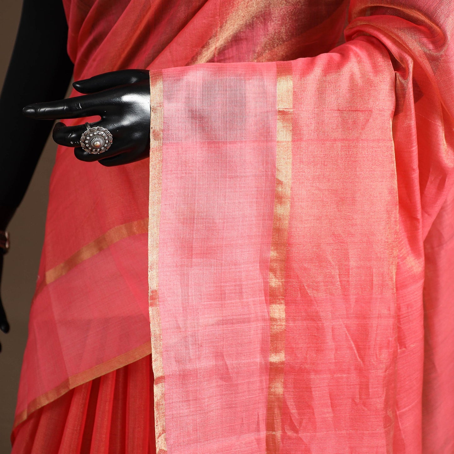 Pink - handloom tissue zari chanderi silk saree 09