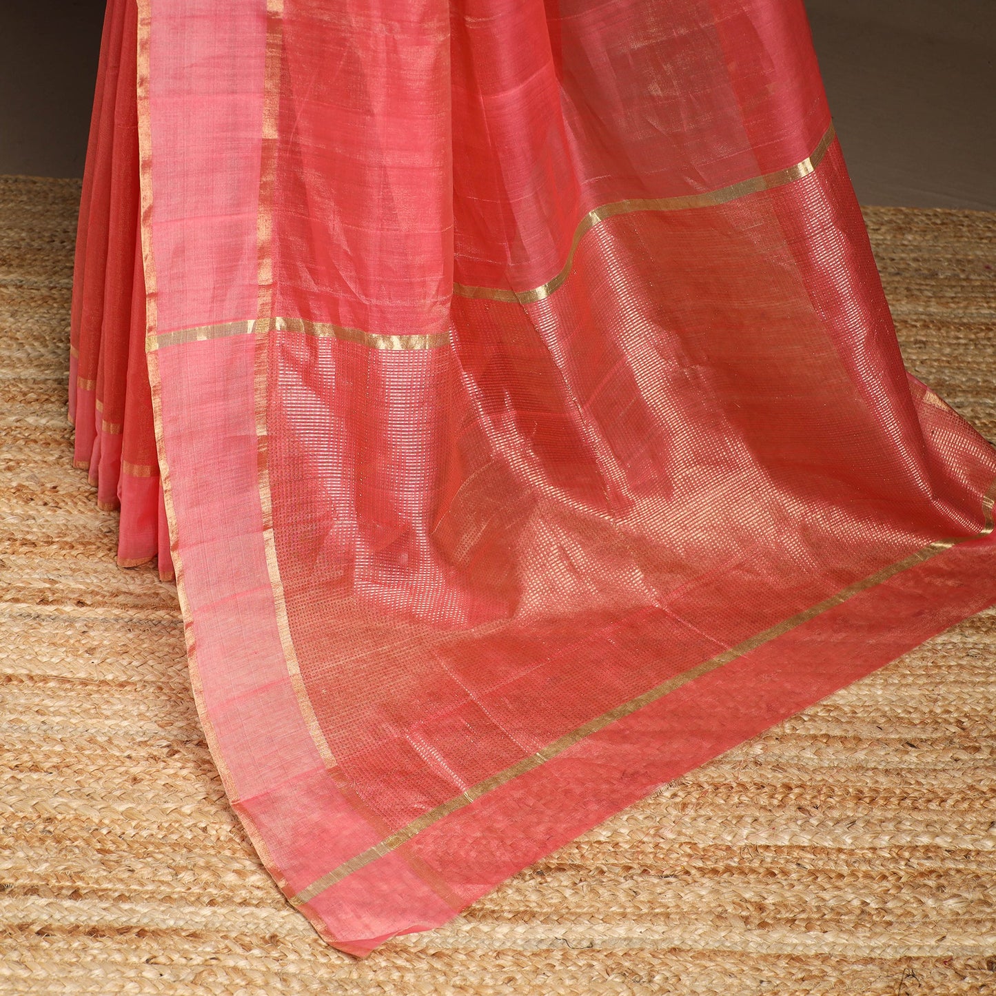 Pink - handloom tissue zari chanderi silk saree 09