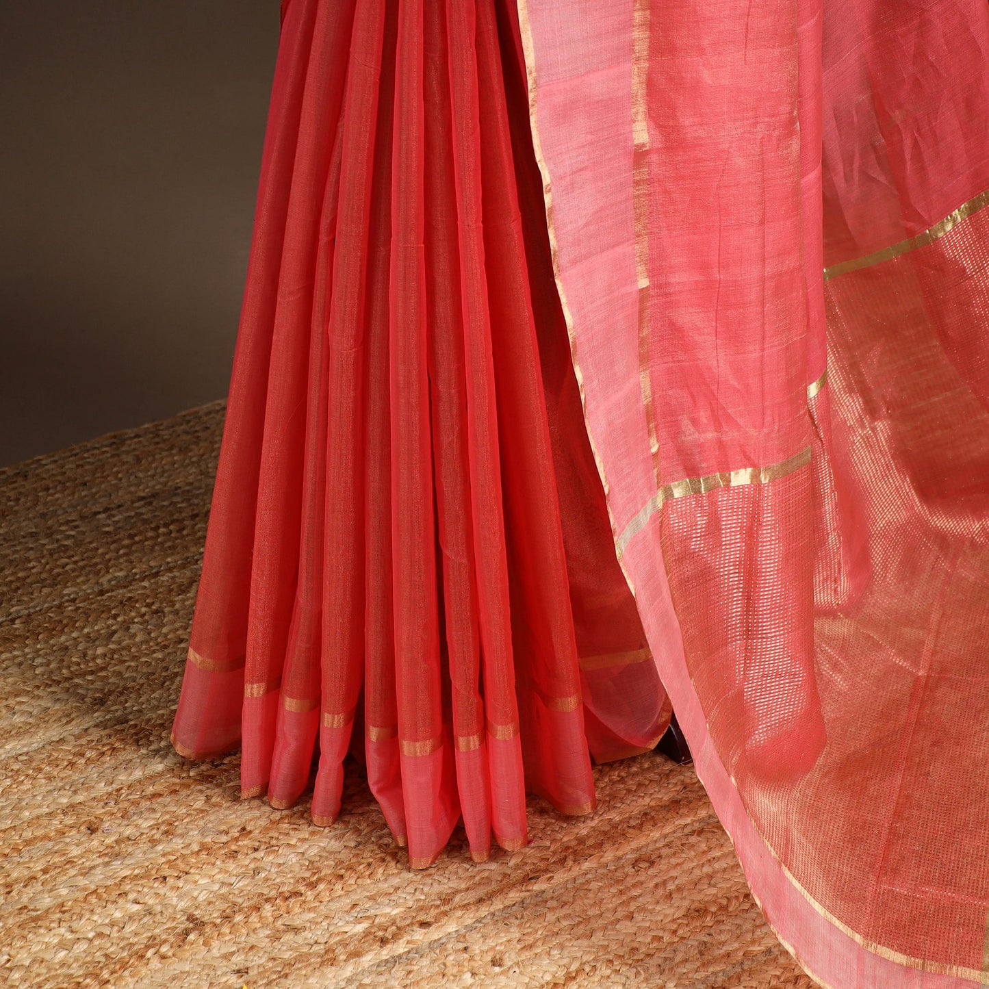 Pink - handloom tissue zari chanderi silk saree 09
