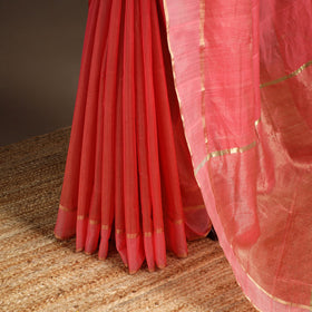 Pink - handloom tissue zari chanderi silk saree 09