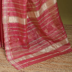 Pink - handloom tissue zari weave silk cotton buti