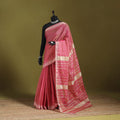 Pink - handloom tissue zari weave silk cotton buti