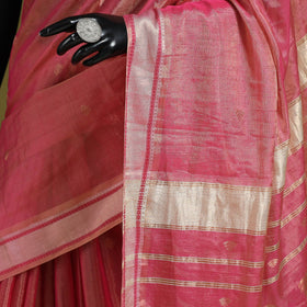Pink - handloom tissue zari weave silk cotton buti