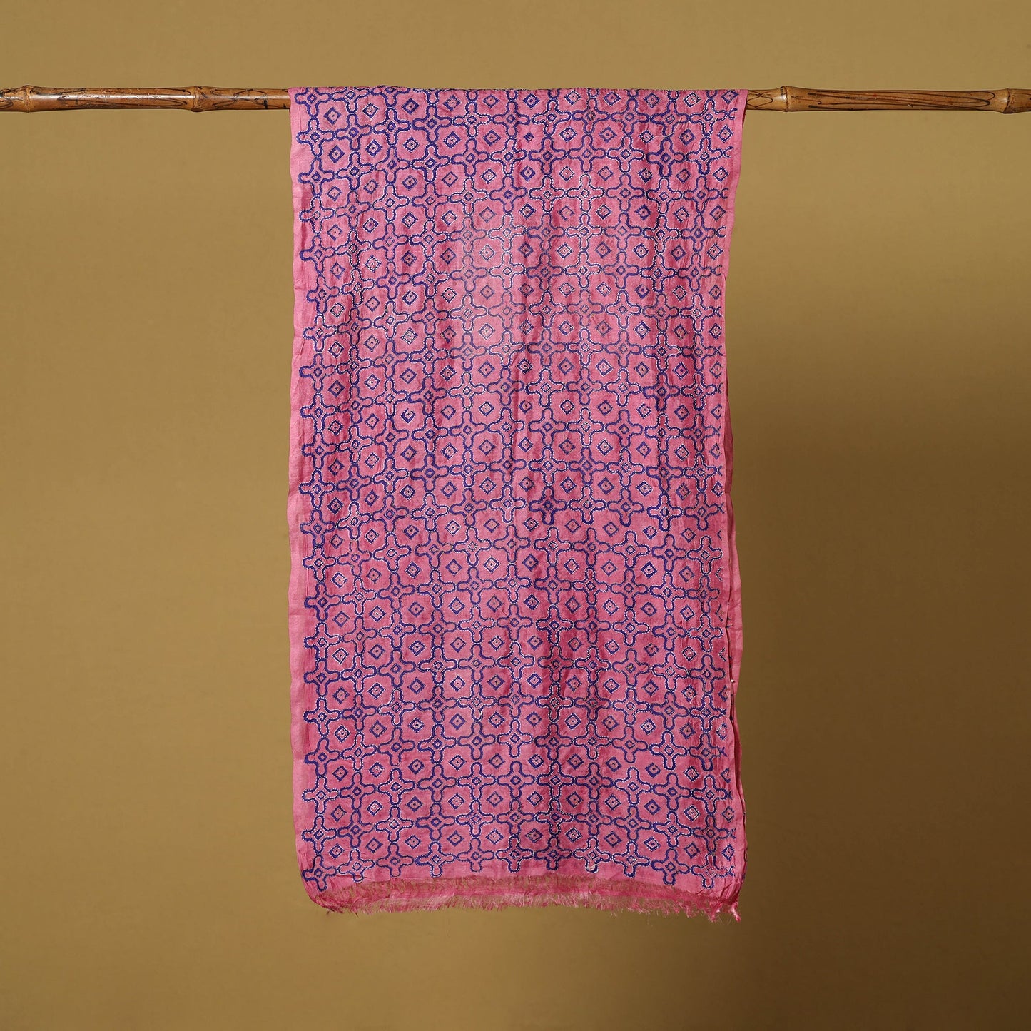 Pink - handloom tussar silk bengal kantha handwork stole 01