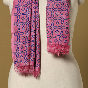 Pink - handloom tussar silk bengal kantha handwork stole 01