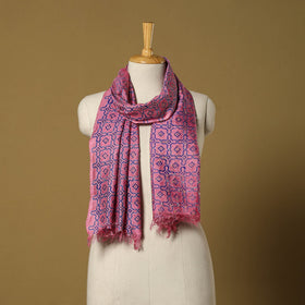 Pink - handloom tussar silk bengal kantha handwork stole 04