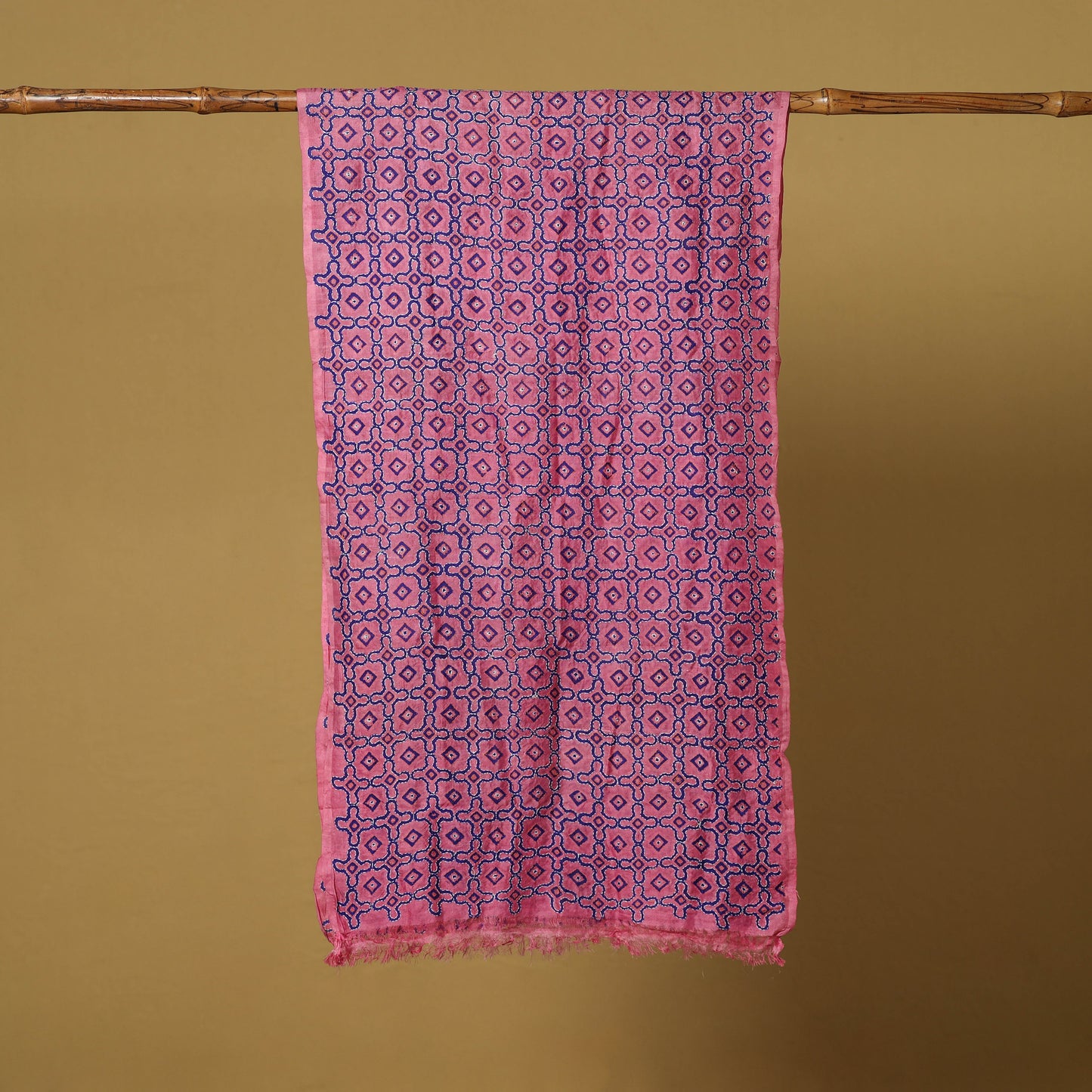 Pink - handloom tussar silk bengal kantha handwork stole 05