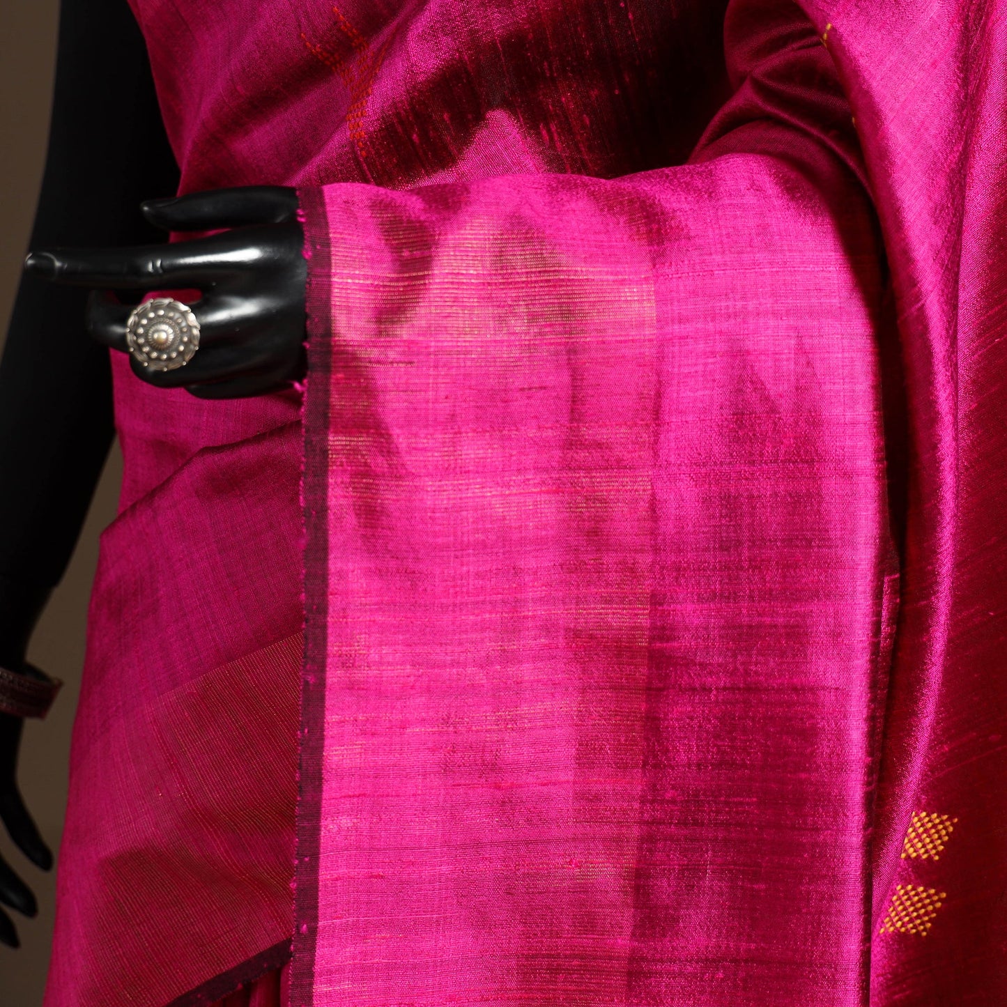 Pink - handloom tussar silk zari border bhagalpuri saree 06