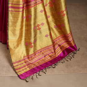 Pink - handloom tussar silk zari border bhagalpuri saree 09