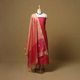 Handloom zari buti chanderi silk 2pc unstitched dress
