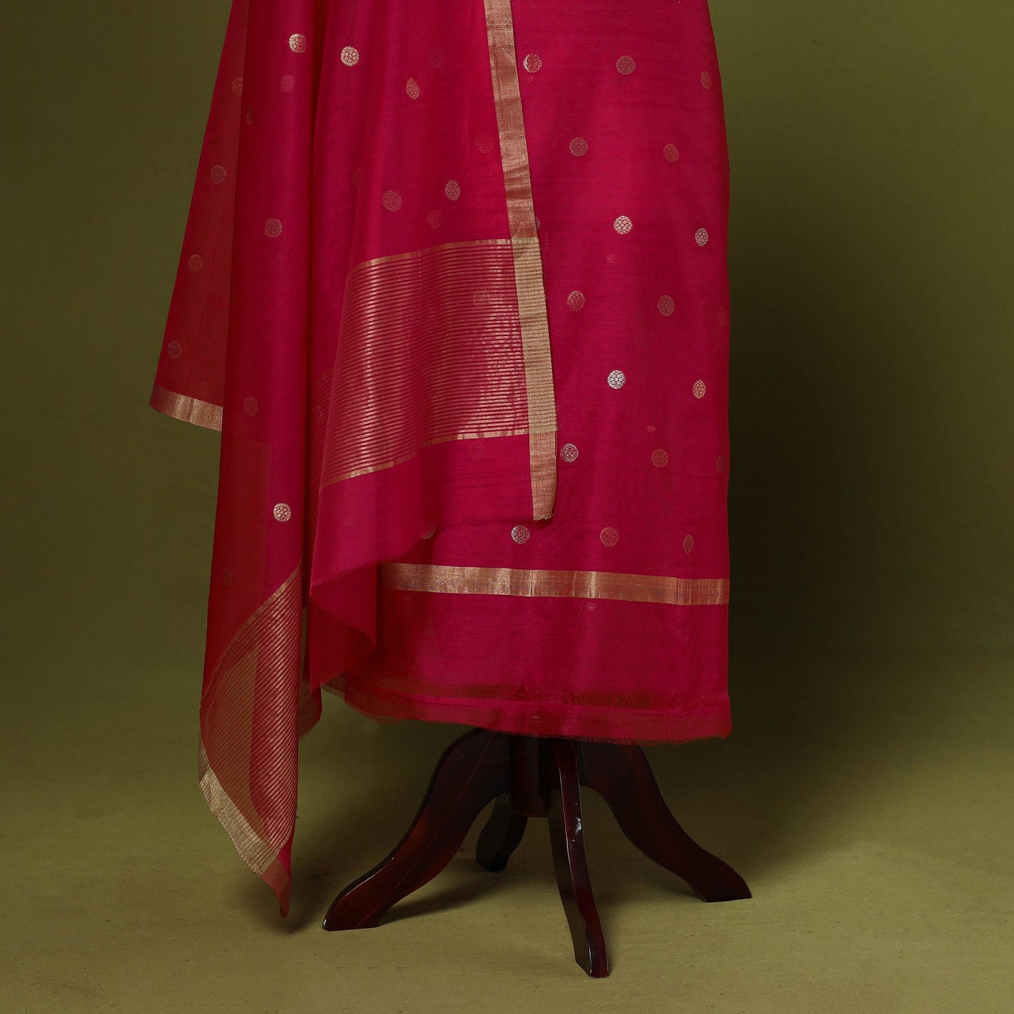 Handloom zari buti chanderi silk 2pc unstitched dress