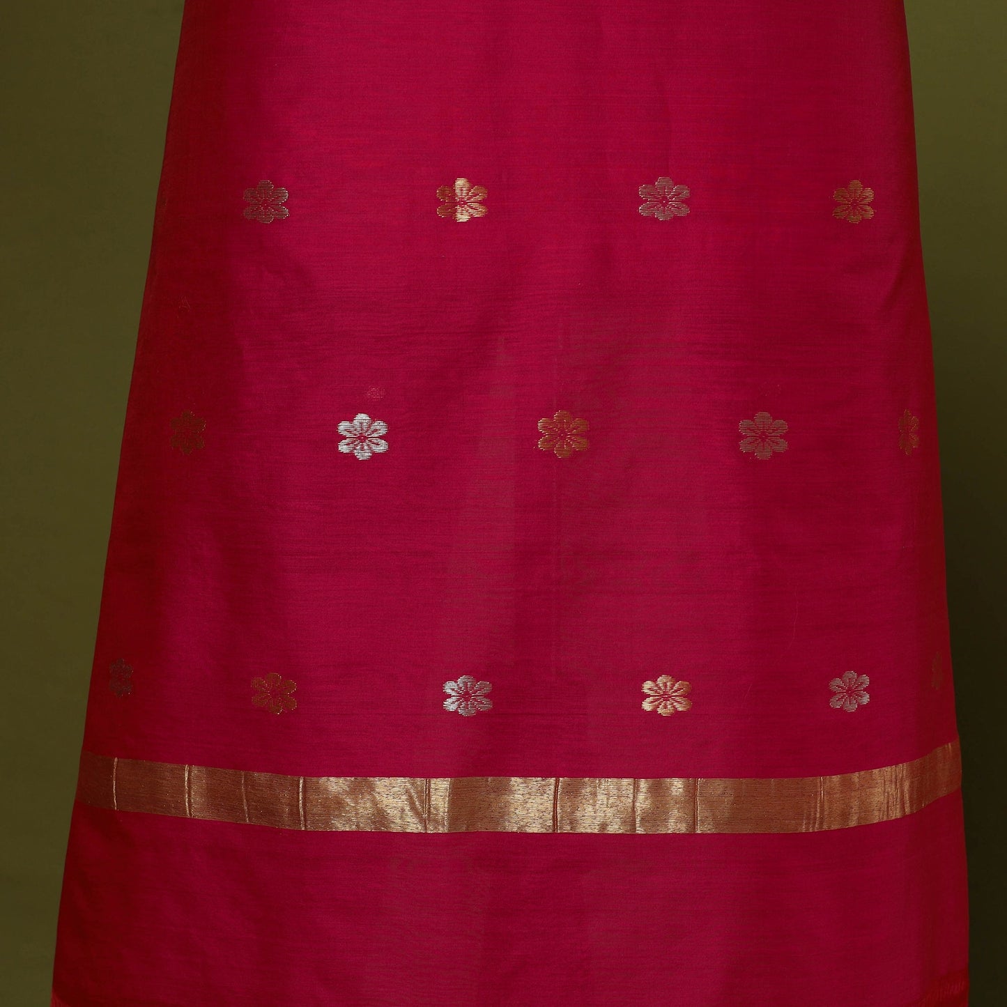 Handloom zari buti chanderi silk 2pc unstitched dress