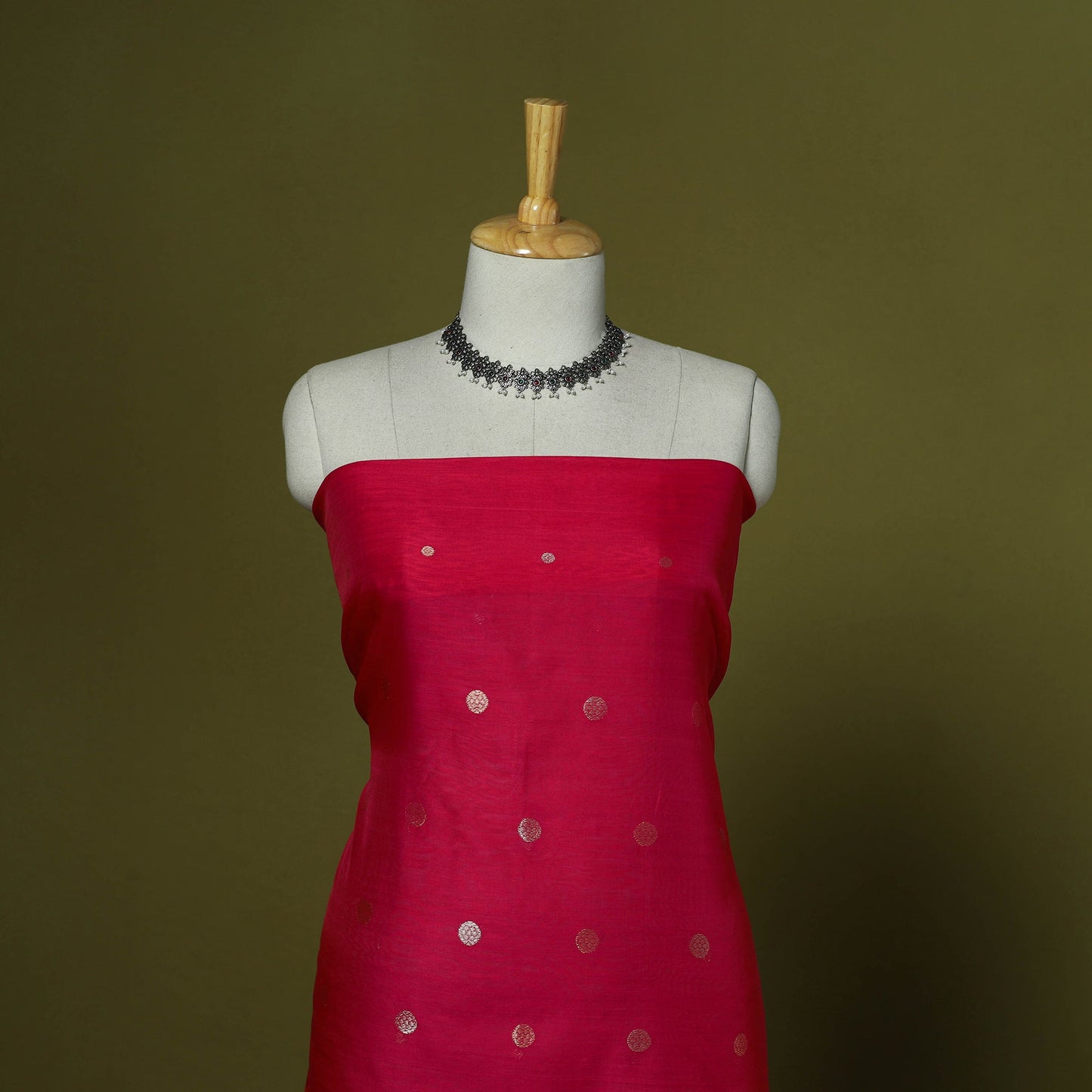 Handloom zari buti chanderi silk 2pc unstitched dress