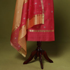 Handloom zari buti chanderi silk 2pc unstitched dress