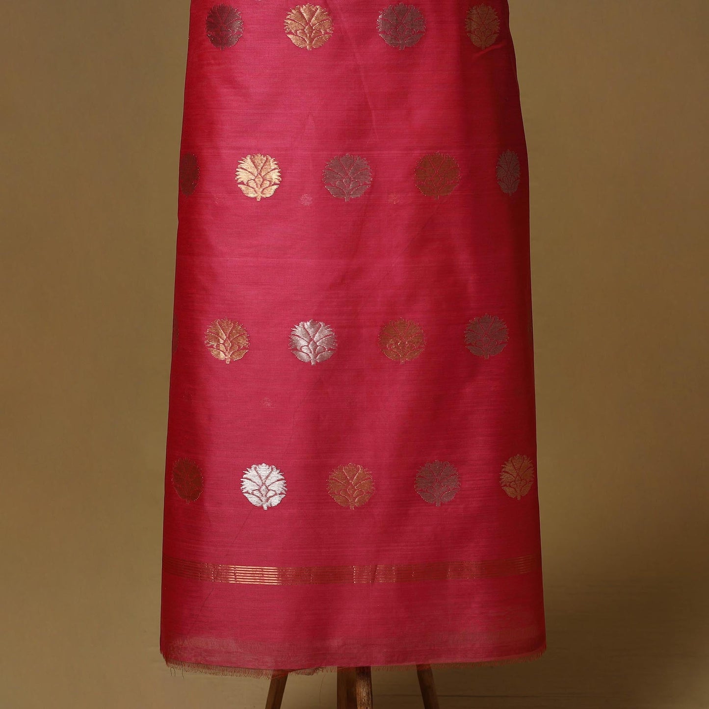 Handloom zari buti chanderi silk 2pc unstitched dress