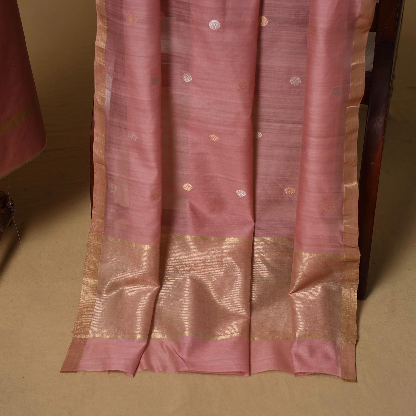 Handloom zari buti chanderi silk 2pc unstitched dress