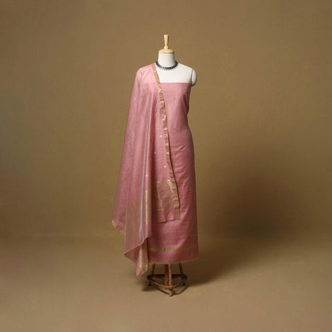 Handloom zari buti chanderi silk 2pc unstitched dress