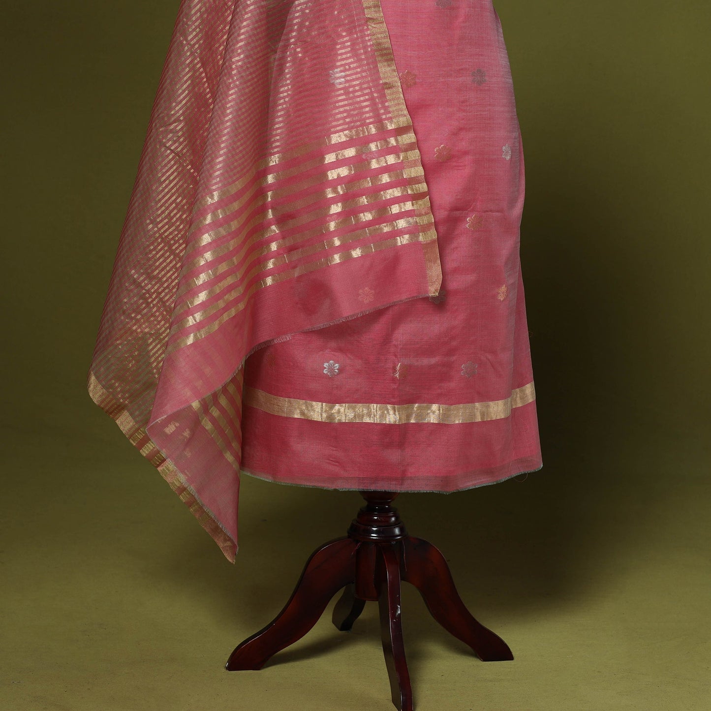 Handloom zari buti chanderi silk 2pc unstitched dress