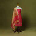 Handloom zari buti chanderi silk 2pc unstitched dress
