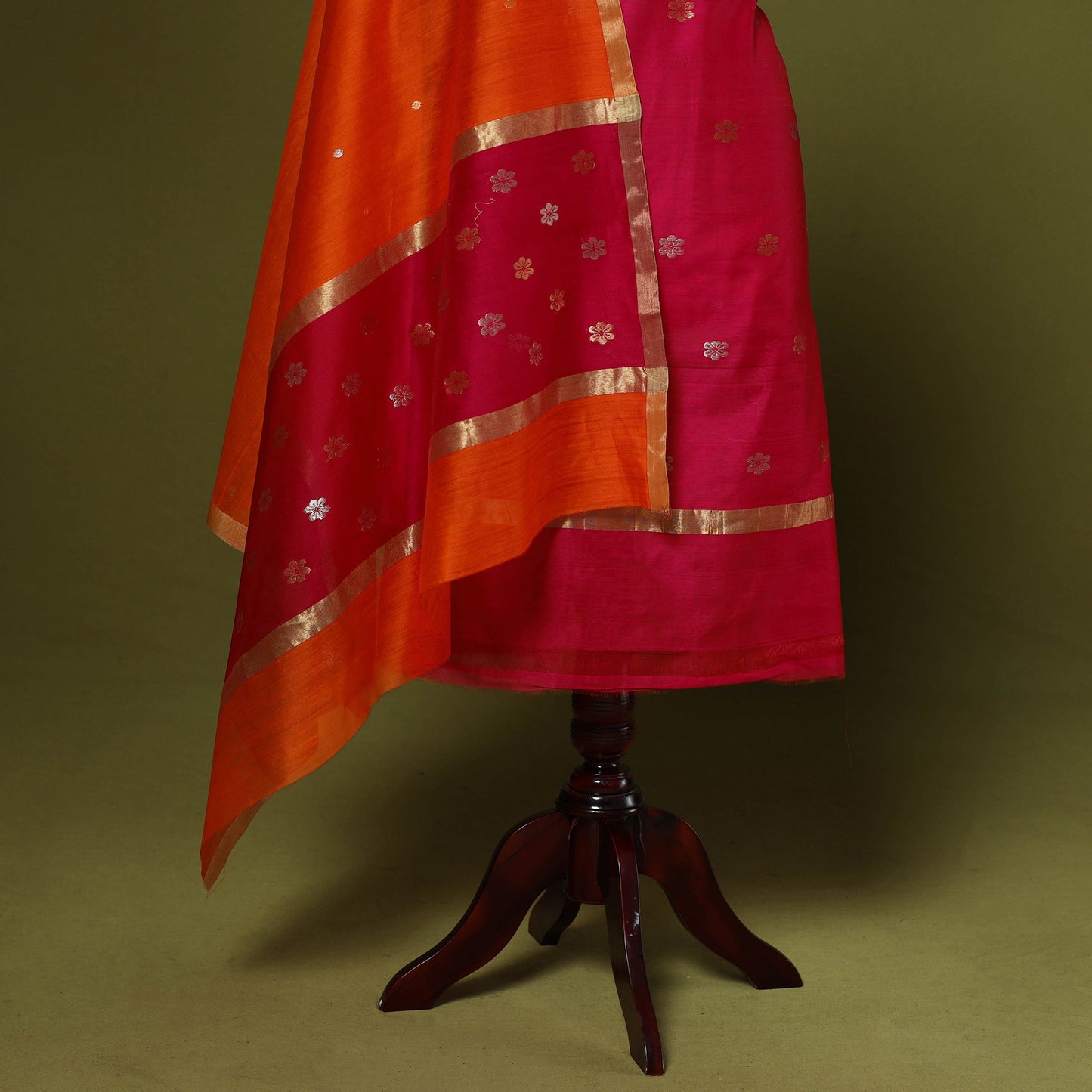Handloom zari buti chanderi silk 2pc unstitched dress