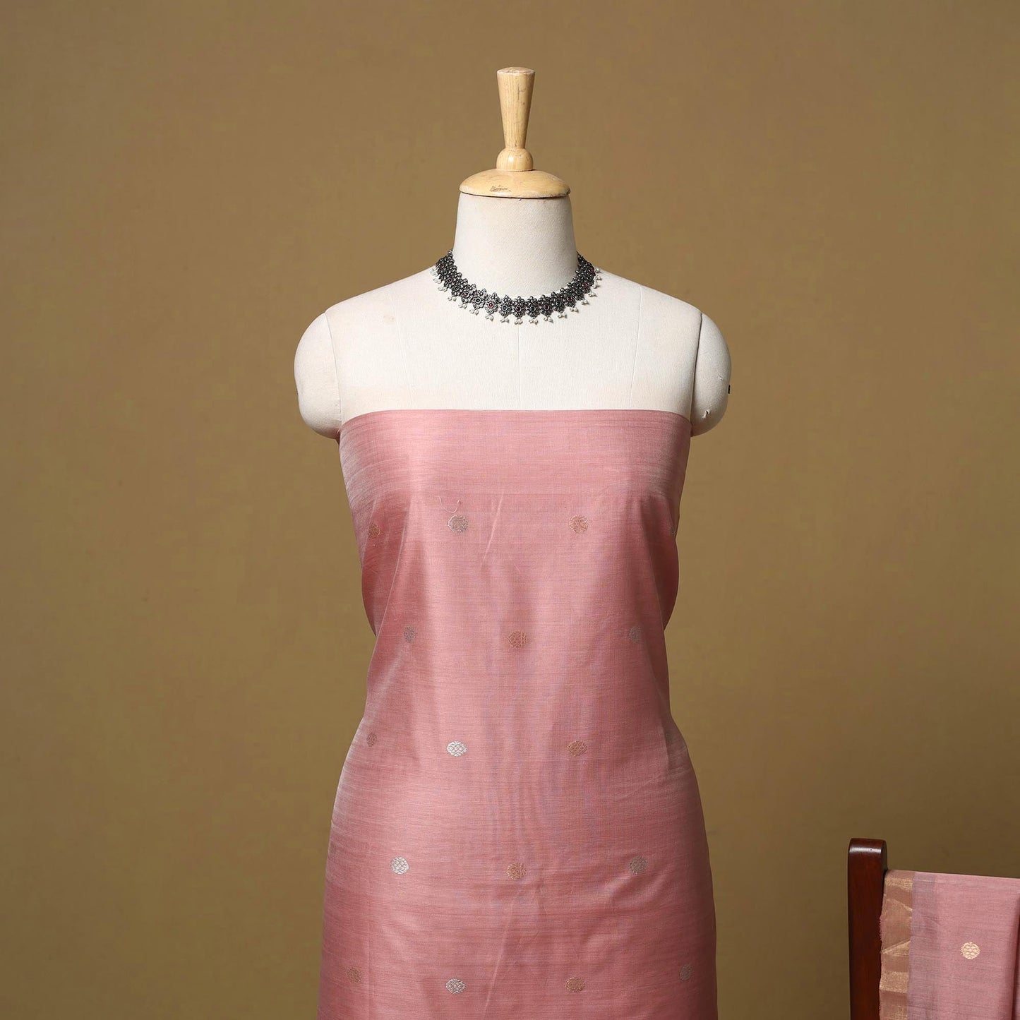 Handloom zari buti chanderi silk 2pc unstitched dress