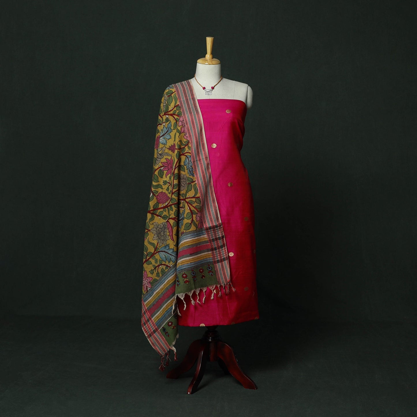 Handloom zari buti chanderi silk 2pc unstitched dress