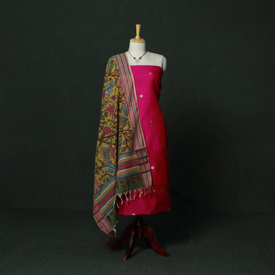 Handloom zari buti chanderi silk 2pc unstitched dress