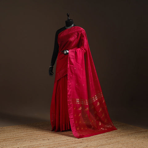 Handloom zari stripes chanderi silk saree 13 - handcrafted