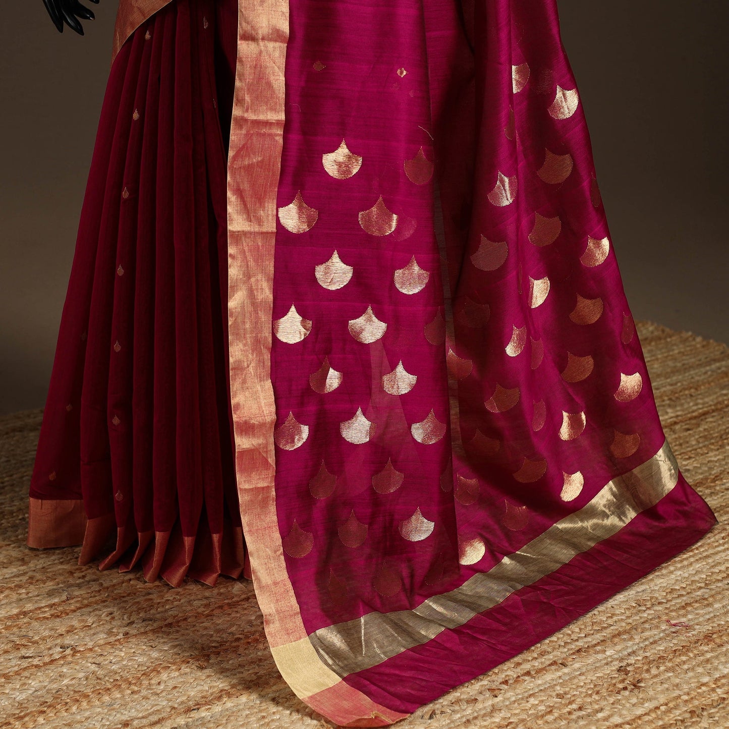 Handloom zari work chanderi silk saree 02 - handcrafted
