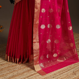 Handloom zari work chanderi silk saree 18 - handcrafted