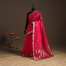 Handloom zari work chanderi silk saree 23 - handcrafted