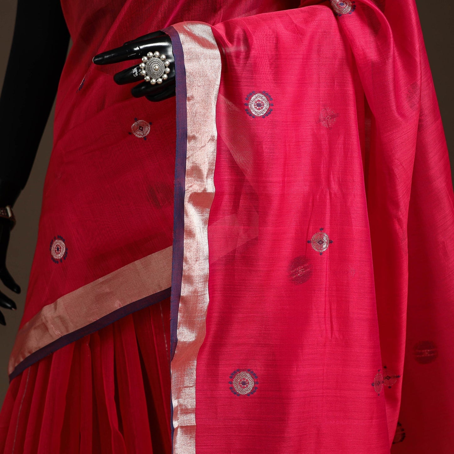 Handloom zari work chanderi silk saree 23 - handcrafted