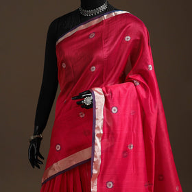 Handloom zari work chanderi silk saree 23 - handcrafted