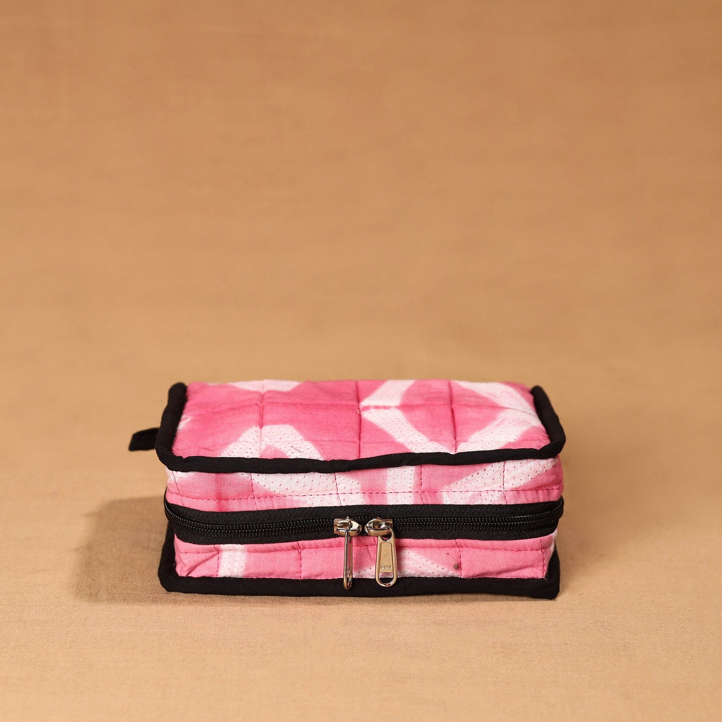 Pink Handmade 4 Pockets Cotton Jewellery Bag