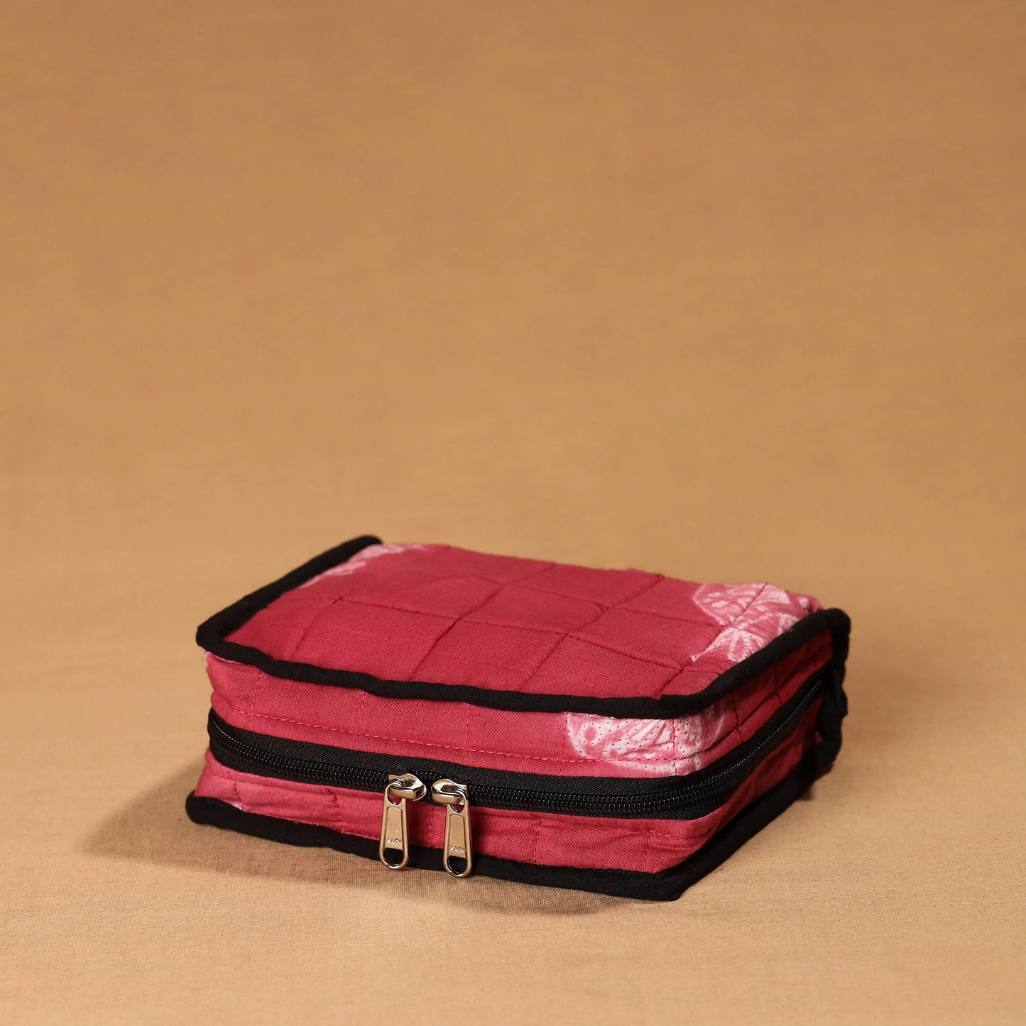 Pink Handmade 4 Pockets Cotton Jewellery Bag