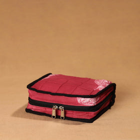 Pink Handmade 4 Pockets Cotton Jewellery Bag