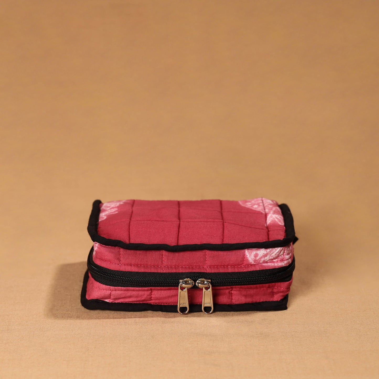 Pink Handmade 4 Pockets Cotton Jewellery Bag