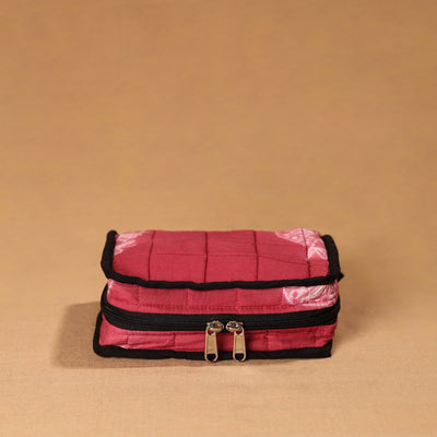 Pink Handmade 4 Pockets Cotton Jewellery Bag