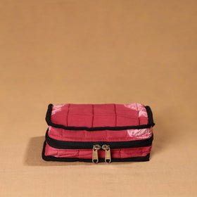 Pink Handmade 4 Pockets Cotton Jewellery Bag