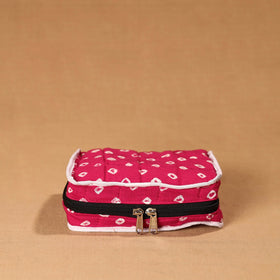Pink Handmade 4 Pockets Cotton Jewellery Bag