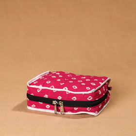 Pink Handmade 4 Pockets Cotton Jewellery Bag
