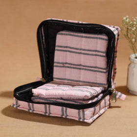 Pink Handmade 4 Pockets Cotton Jewelry Bag