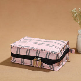 Pink Handmade 4 Pockets Cotton Jewelry Bag