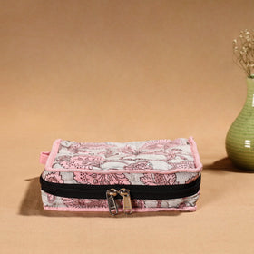 Pink Handmade Cotton Jewelry Organizer Bag for Travel 