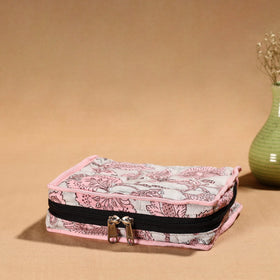 Pink Handmade Cotton Jewelry Organizer Bag for Travel 