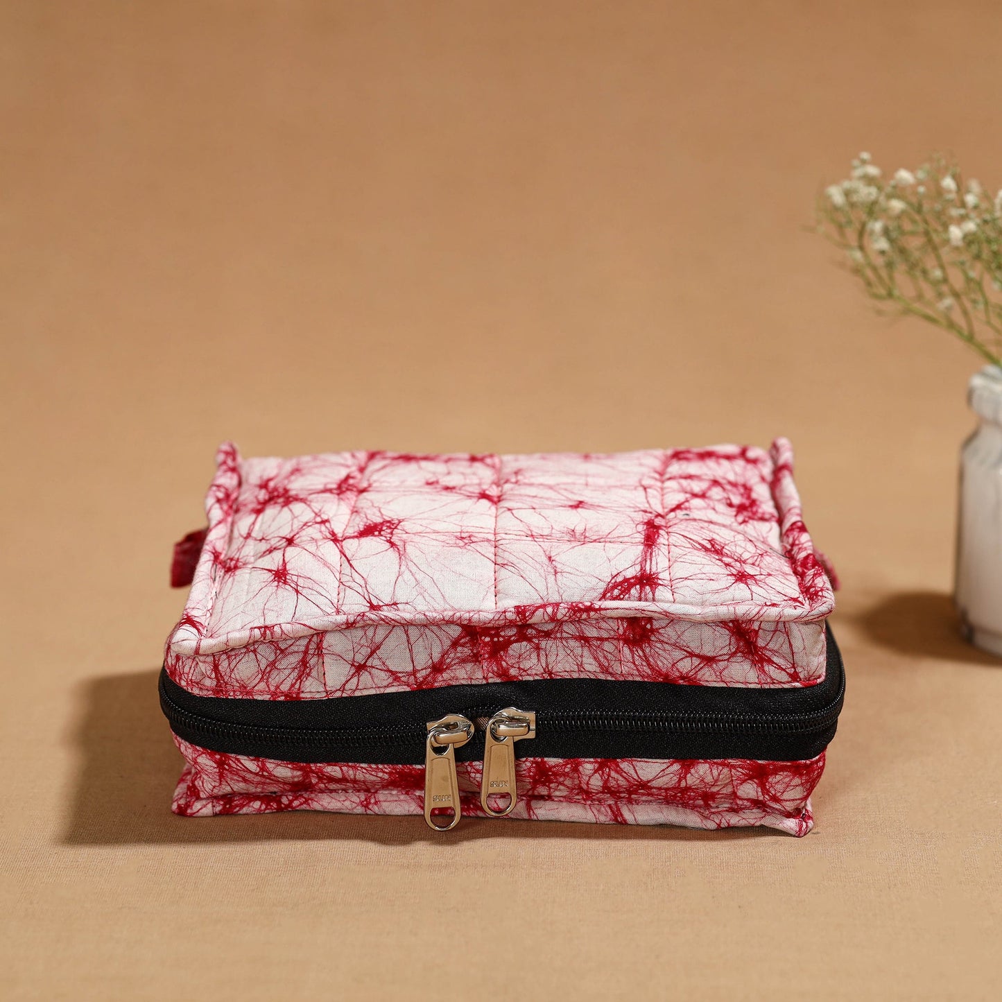 Pink Handmade 4 Pockets Cotton Jewelry Bag 