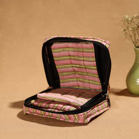 Pink Handmade Cotton Jewelry Bag - 4 Pockets