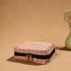 Pink Handmade Cotton Jewelry Bag - 4 Pockets