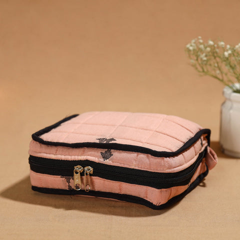 Pink Handmade 4 Pockets Cotton Jewelry Bag