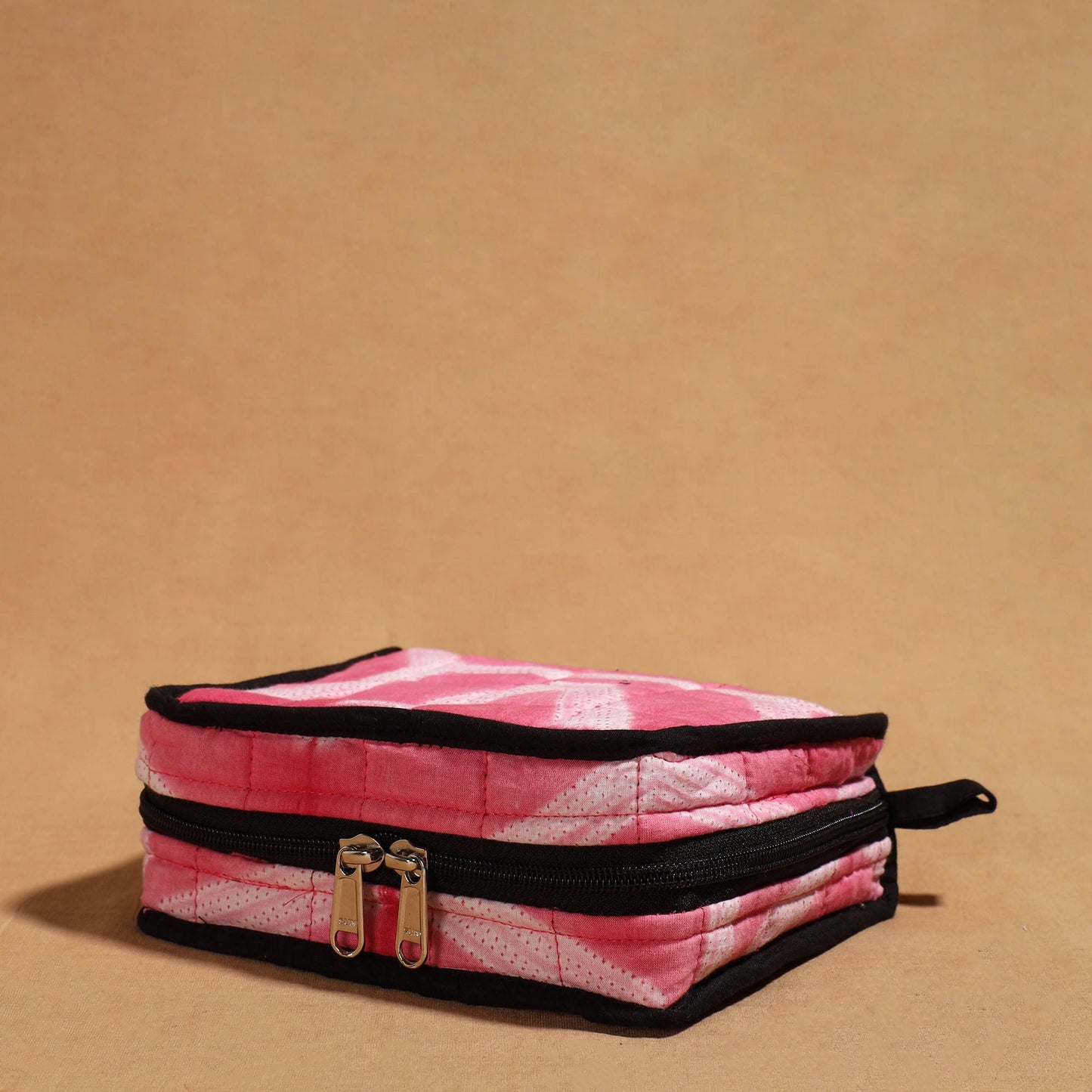 Pink Handmade 4 Pockets Cotton Jewelry Bag